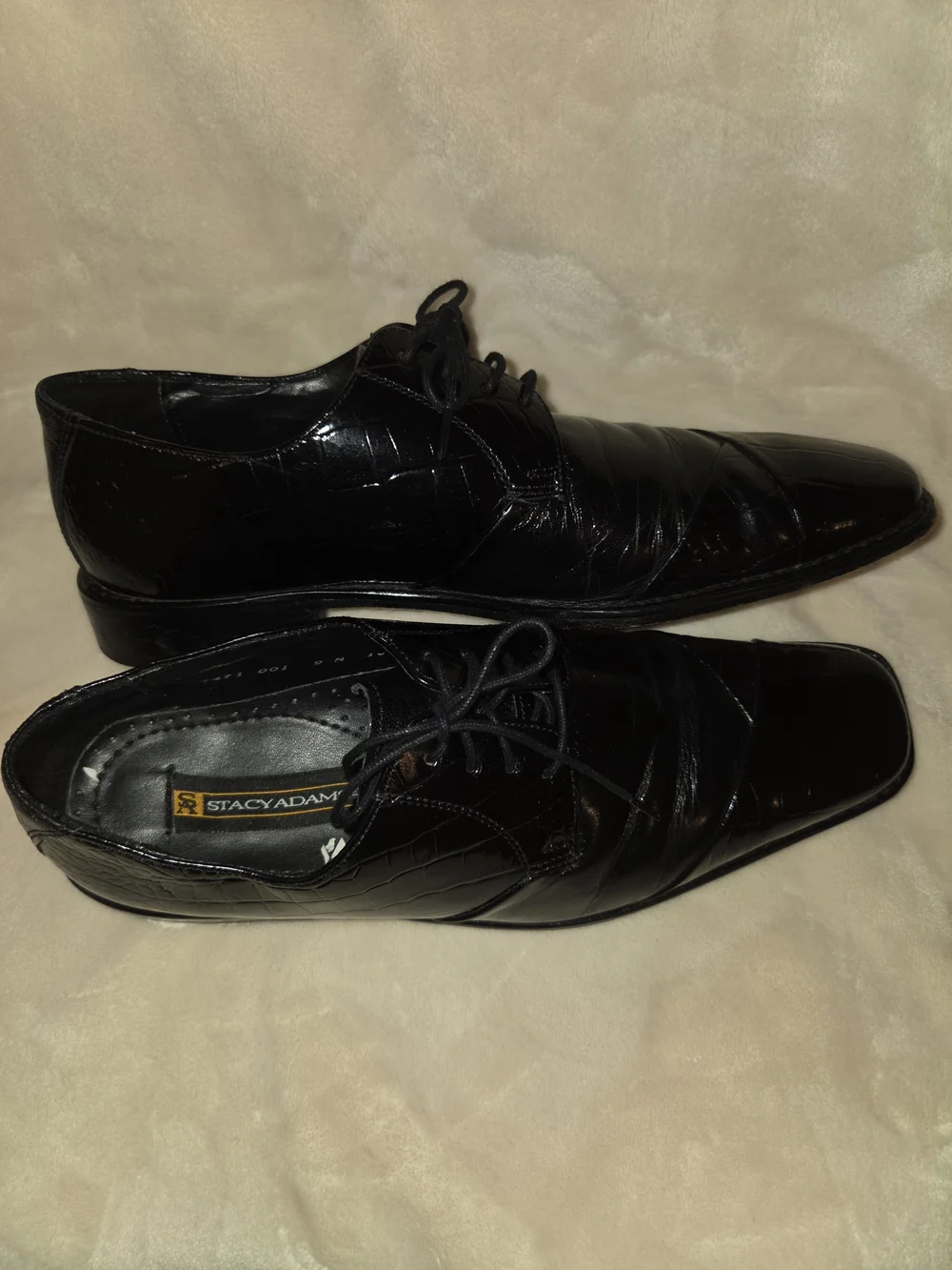 Stacy Adams Black Croc-Embossed Slip-On Dress Shoes